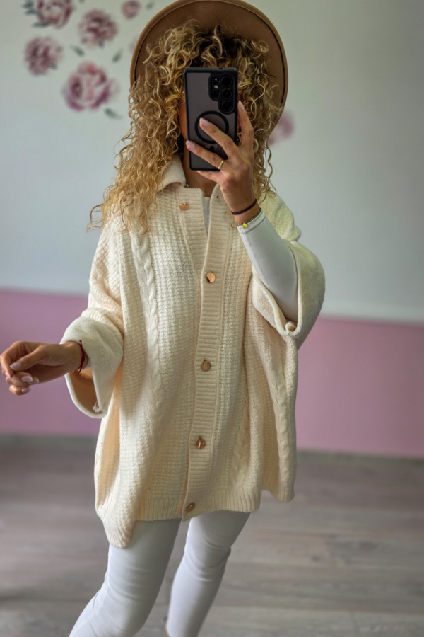 Kremowe ponczo swetrowe – przytulna elegancja M-XL 2