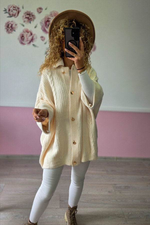Kremowe ponczo swetrowe – przytulna elegancja M-XL 5
