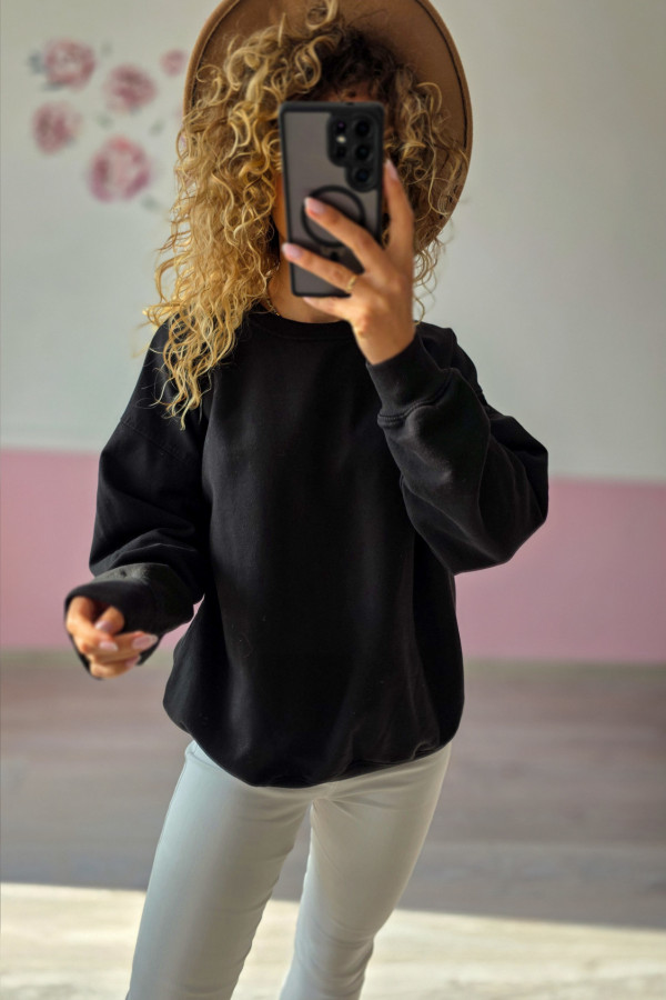Bluza damska basic – czarna, klasyczna