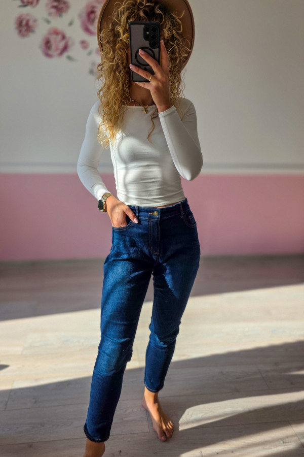Granatowe jeansy slim 2