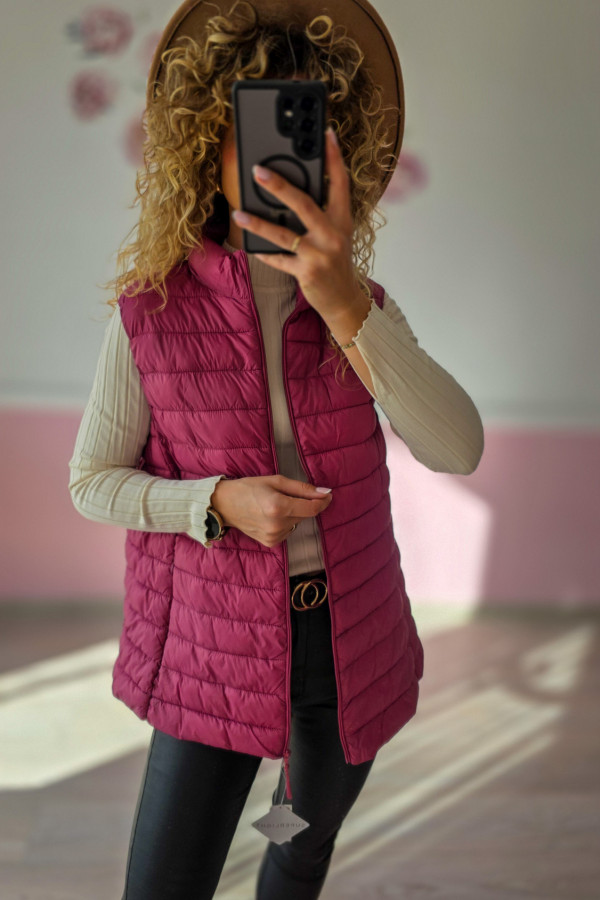 Różowa kamizelka pikowana – stylowy akcent na chłodniejsze dni XXL/3XL