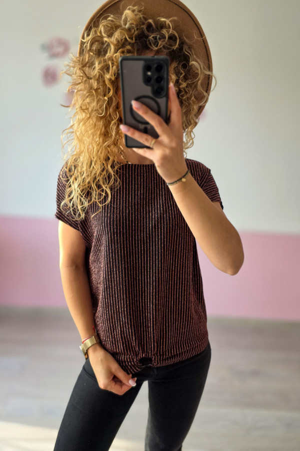 Brązowa bluzka z połyskiem