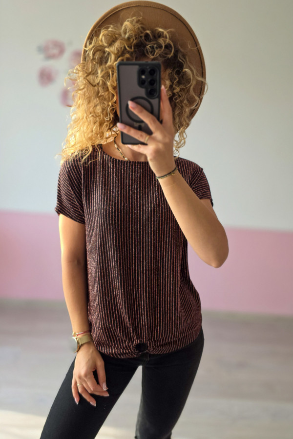 Brązowa bluzka z połyskiem 2