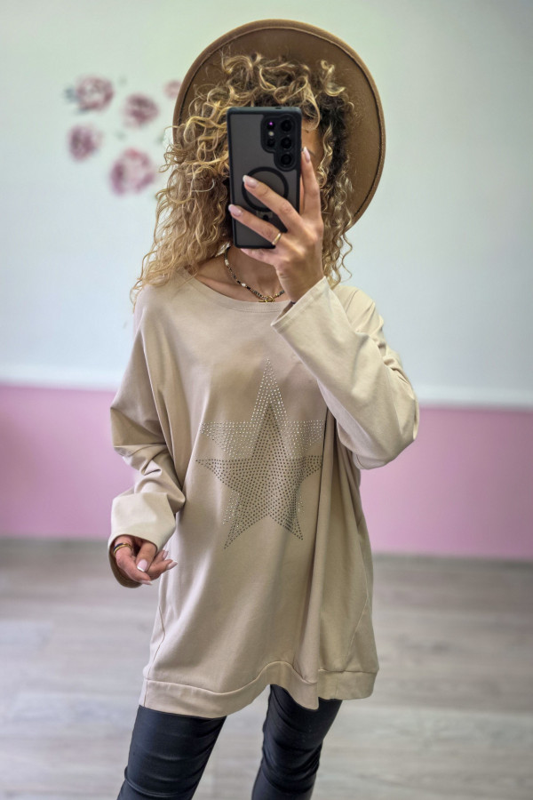 Beżowa bluza z dużą gwiazdą L/XL 2