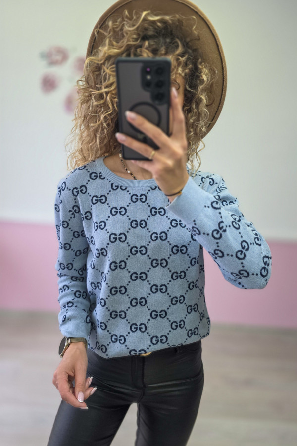 Sweter w logo – błękitny 1